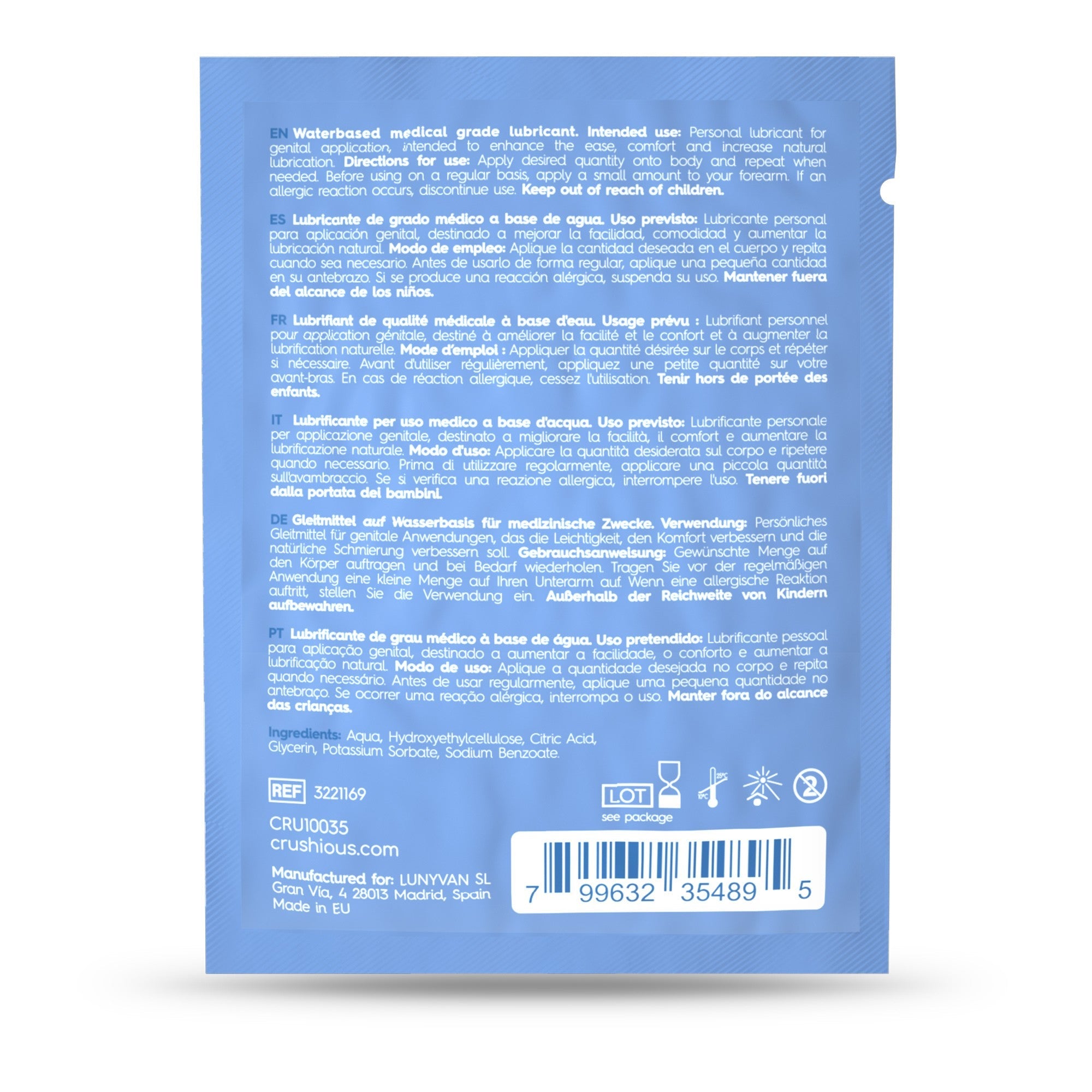 Lubricante a base de agua CRUSHIOUS 4 ML