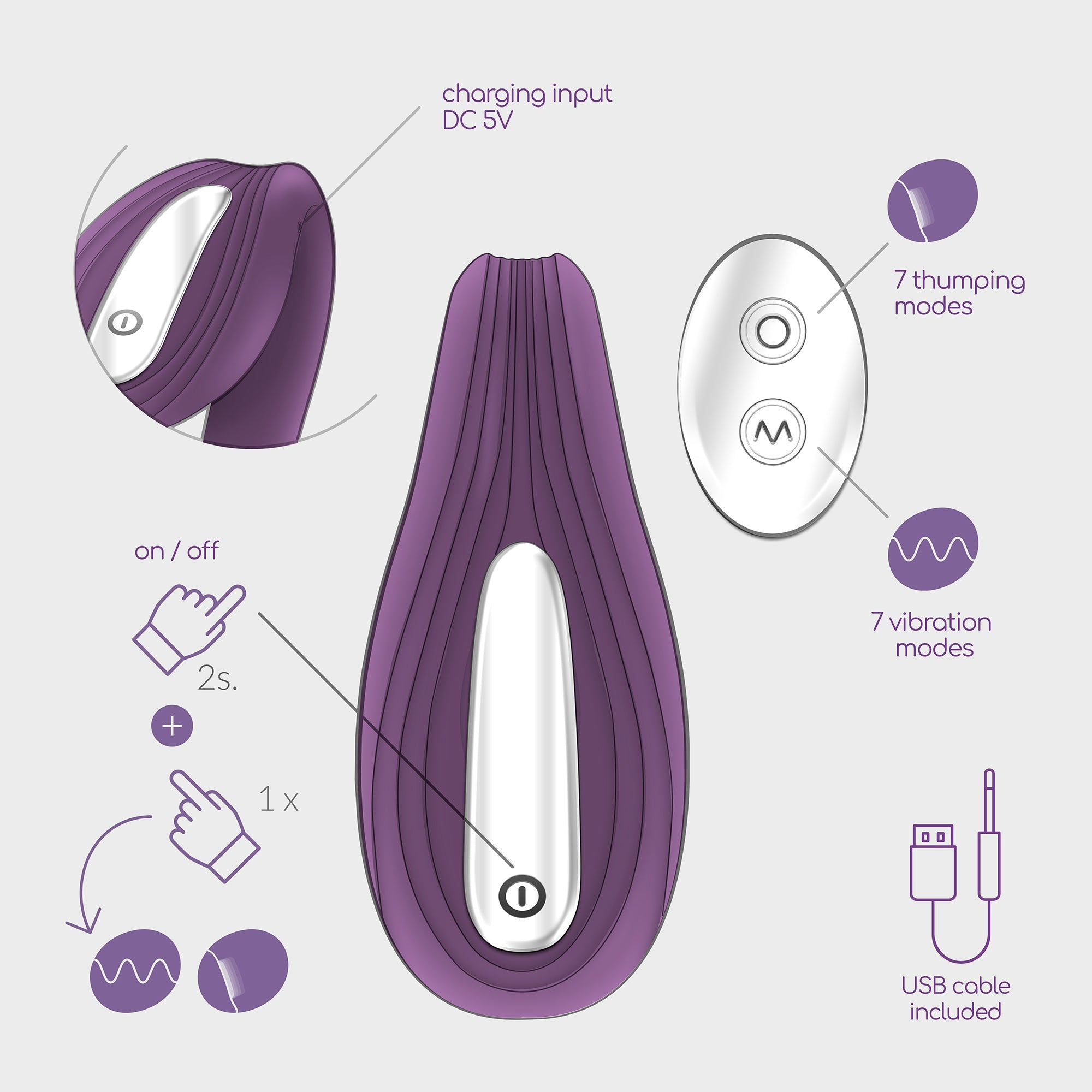Vibrador control remoto recargable Pleasuriser + lubricante Crushious