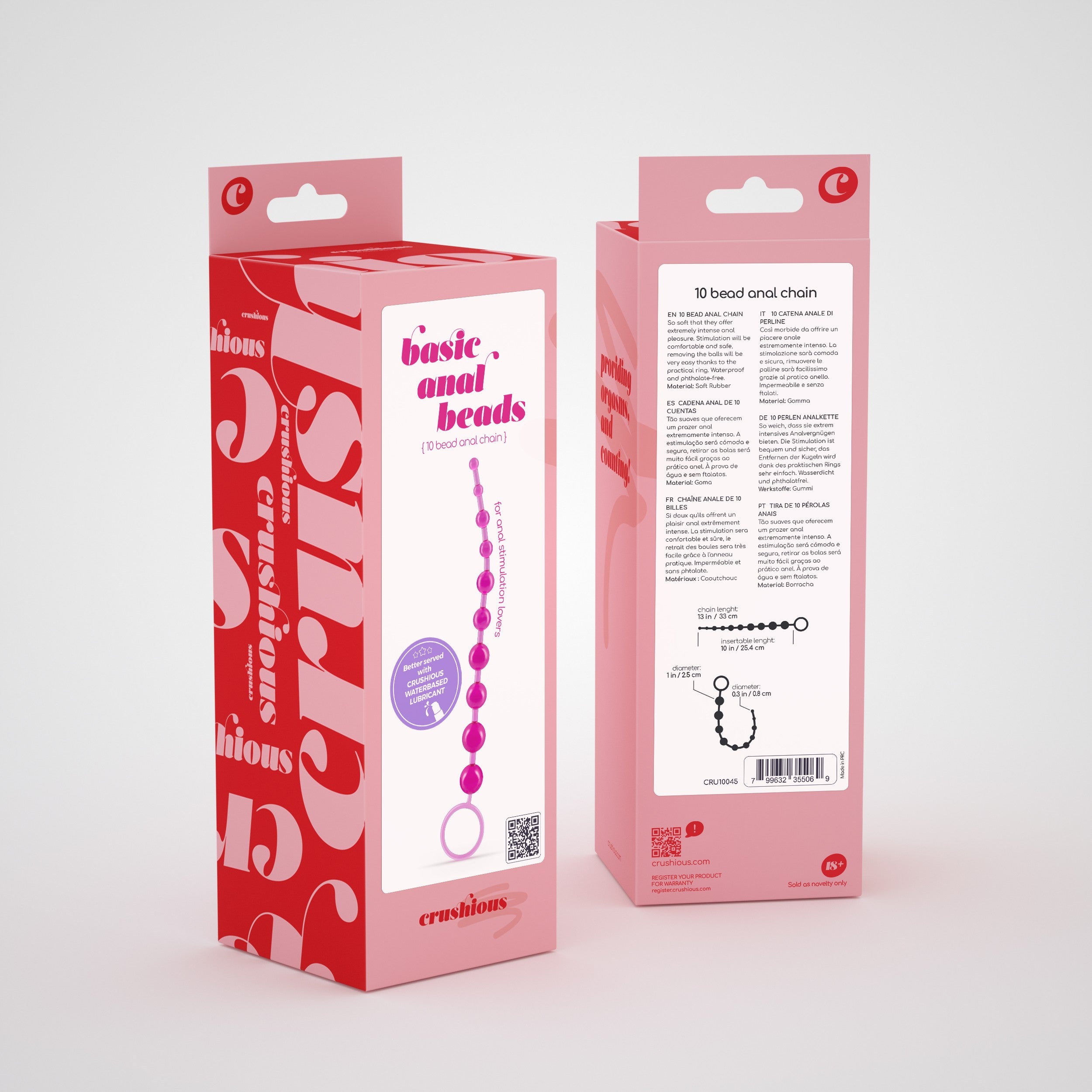 Cadena anal de silicona de 10 cuentas Crushious