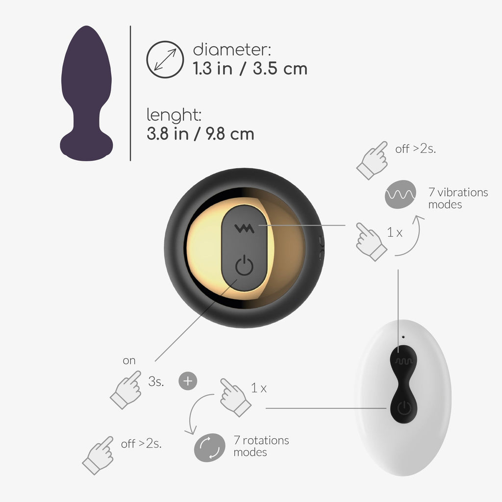 Tapón anal giratorio con control remoto Twister Crushious