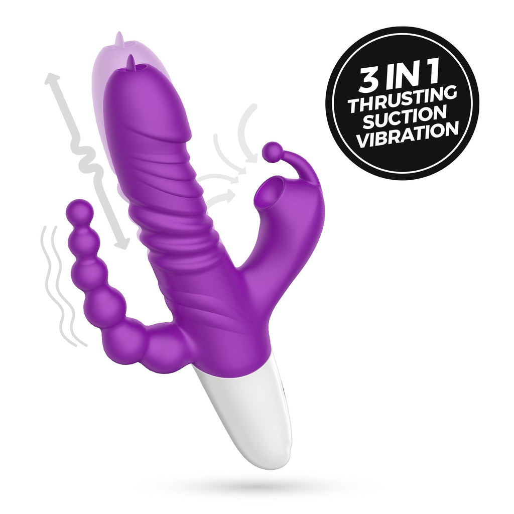 CRUSHIOUS | Wrangler – Vibrador 3 en 1 con Empuje y Succión 23 cm