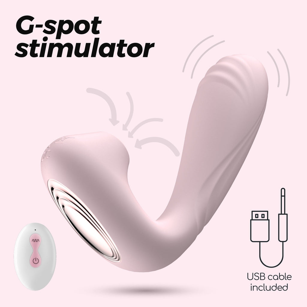VIBRADOR Y ESTIMULADOR ROSA CON CONTROL REMOTO EN UNO Crushoius Pookie