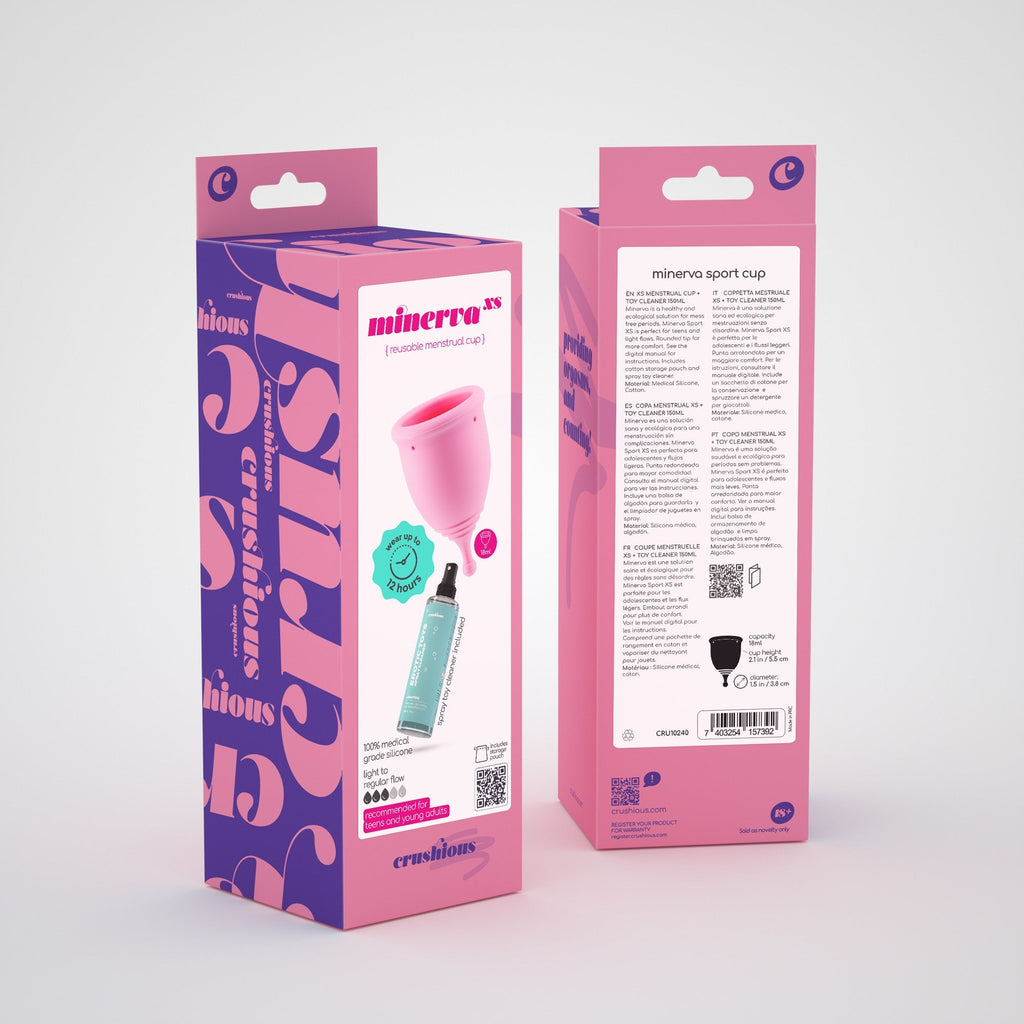 Crushious | Minerva XS Menstrual Cup – With Pouch or With Pouch & Toy Cleaner