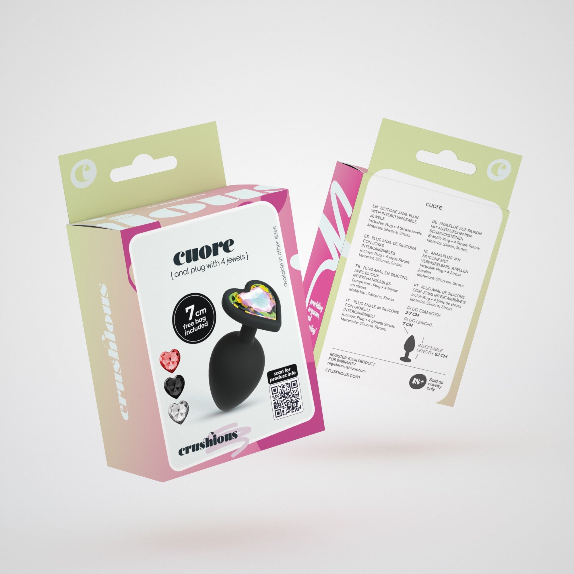 Plug anal con cuatro piedras intercambiables Crushious Cuore