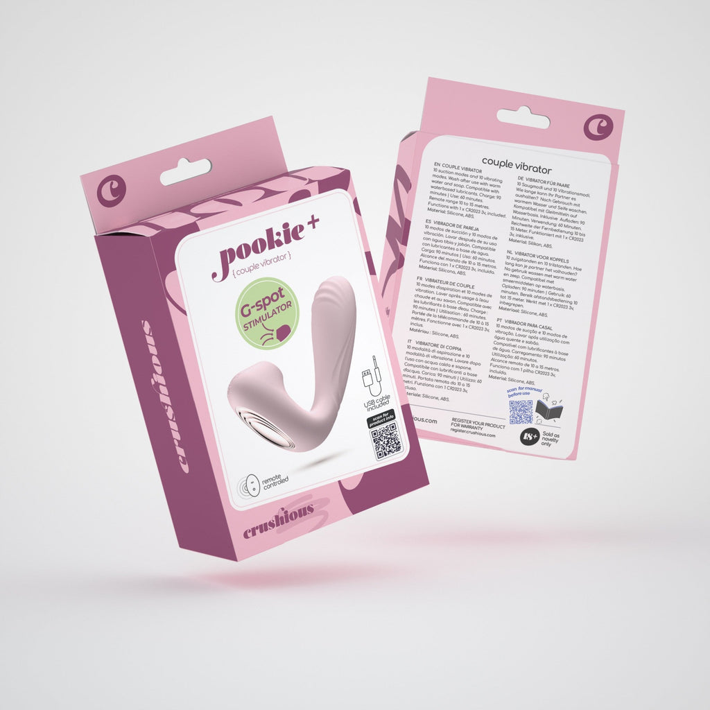 VIBRADOR Y ESTIMULADOR ROSA CON CONTROL REMOTO EN UNO Crushoius Pookie