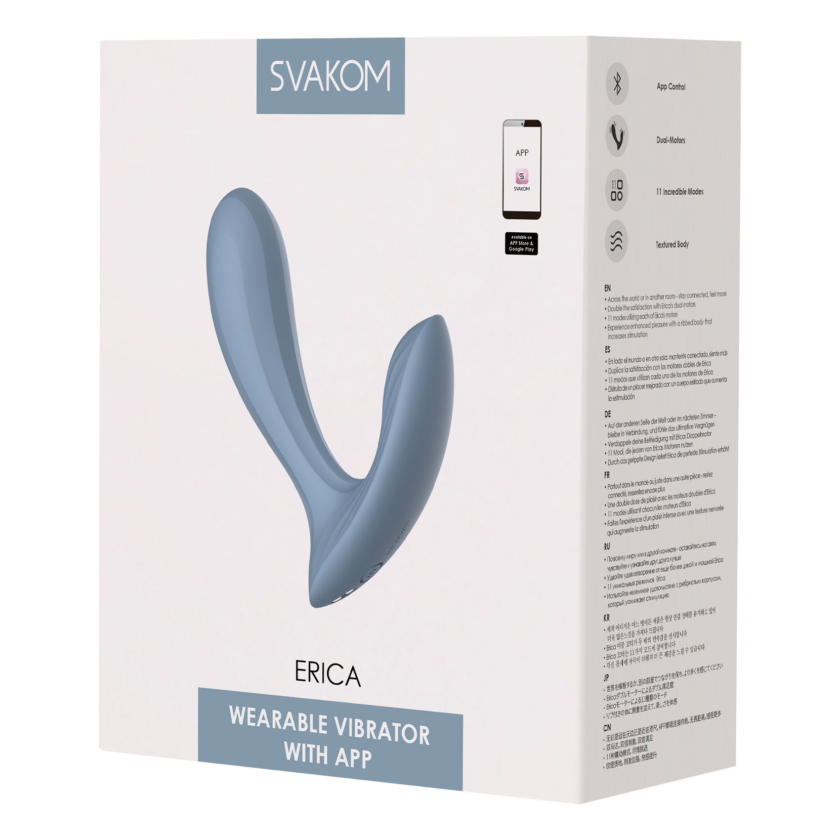 SVAKOM | Erica – Wearable Vibrator with Dual Motors & App Control – Light Pink / Blue