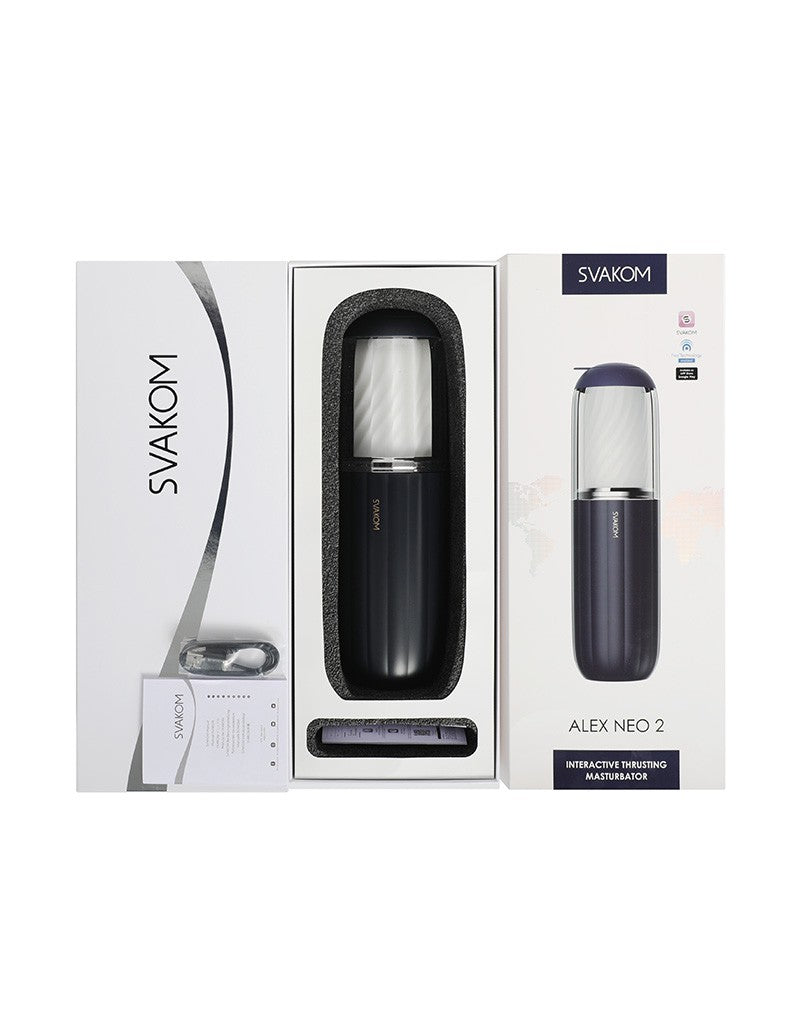 SVAKOM | Alex Neo 2 – Interactive Thrusting Masturbator with App Control – Dark Blue