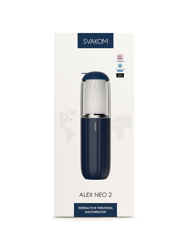 SVAKOM | Alex Neo 2 – Interactive Thrusting Masturbator with App Control – Dark Blue