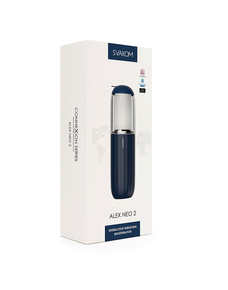 SVAKOM | Alex Neo 2 – Interactive Thrusting Masturbator with App Control – Dark Blue
