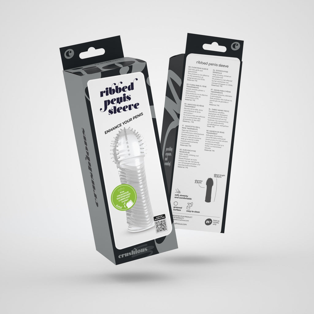 Funda para pene transparente acanalada + lubricante Crushious