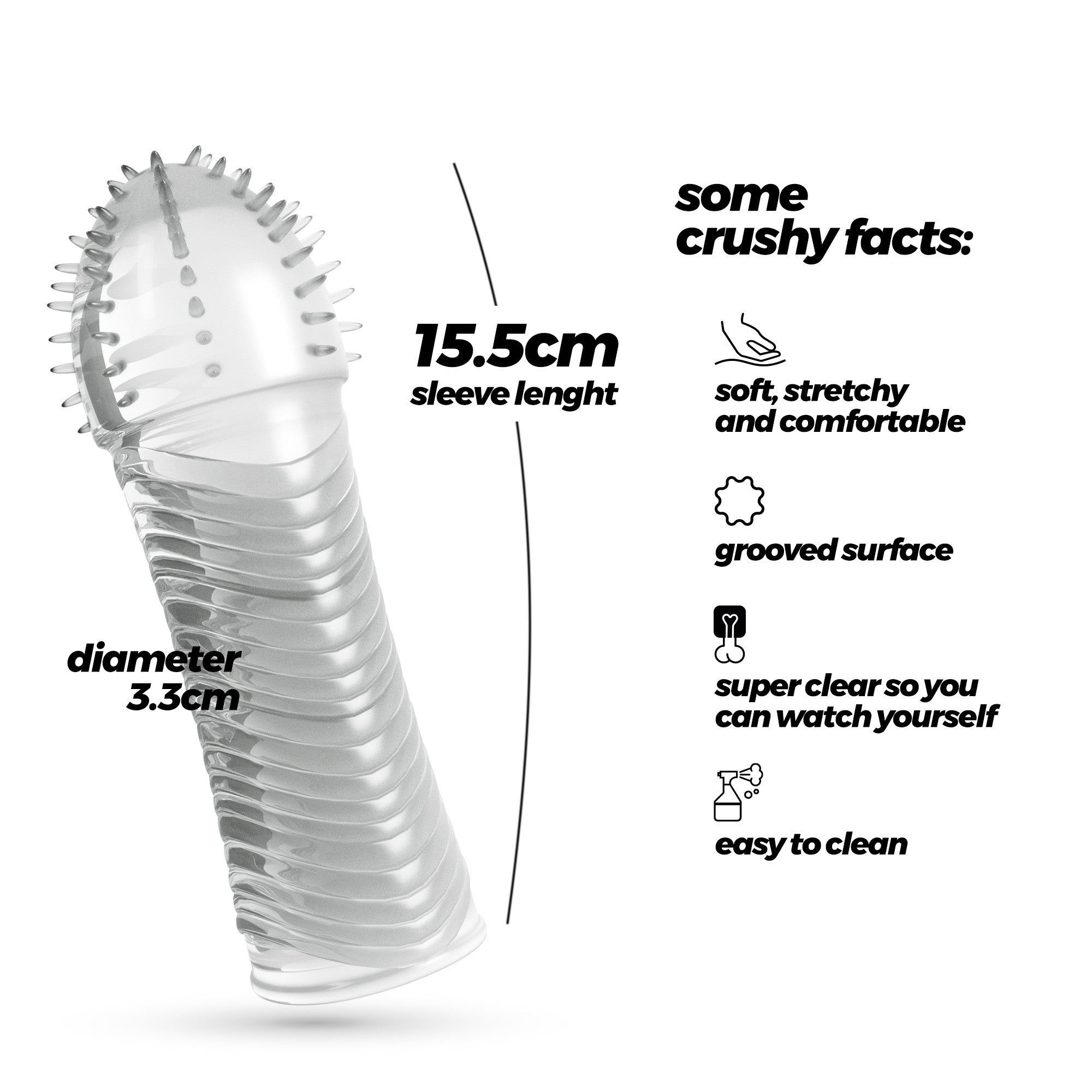 Funda para pene transparente acanalada + lubricante Crushious