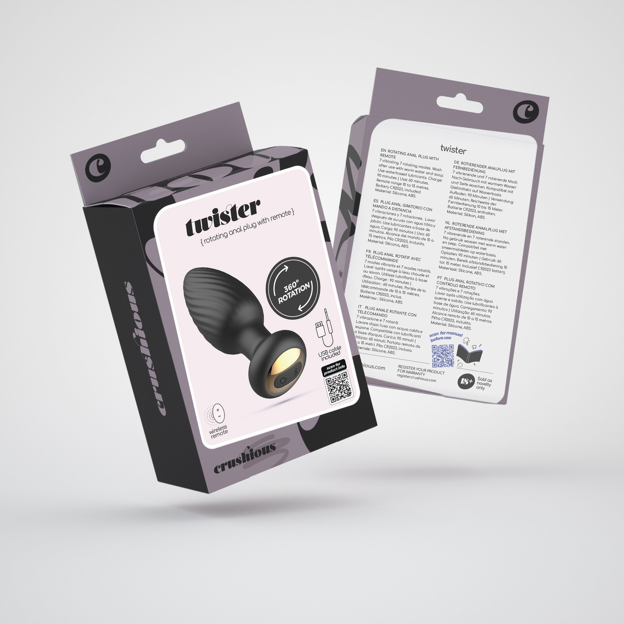 Tapón anal giratorio con control remoto Twister Crushious