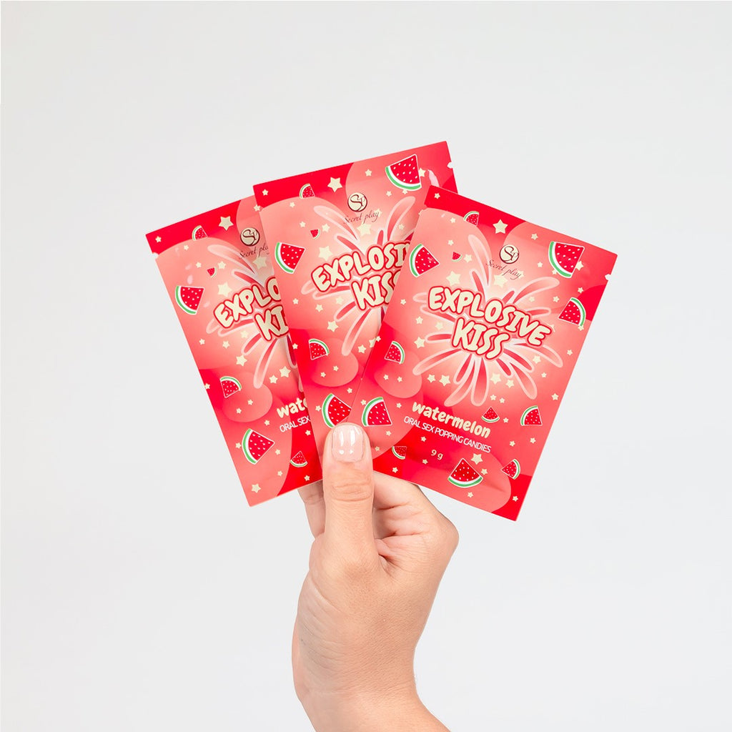 Secret Play | Popping Candies para sexo oral – 3 sabores (Fresa / Sandía / Menta) – 9 g