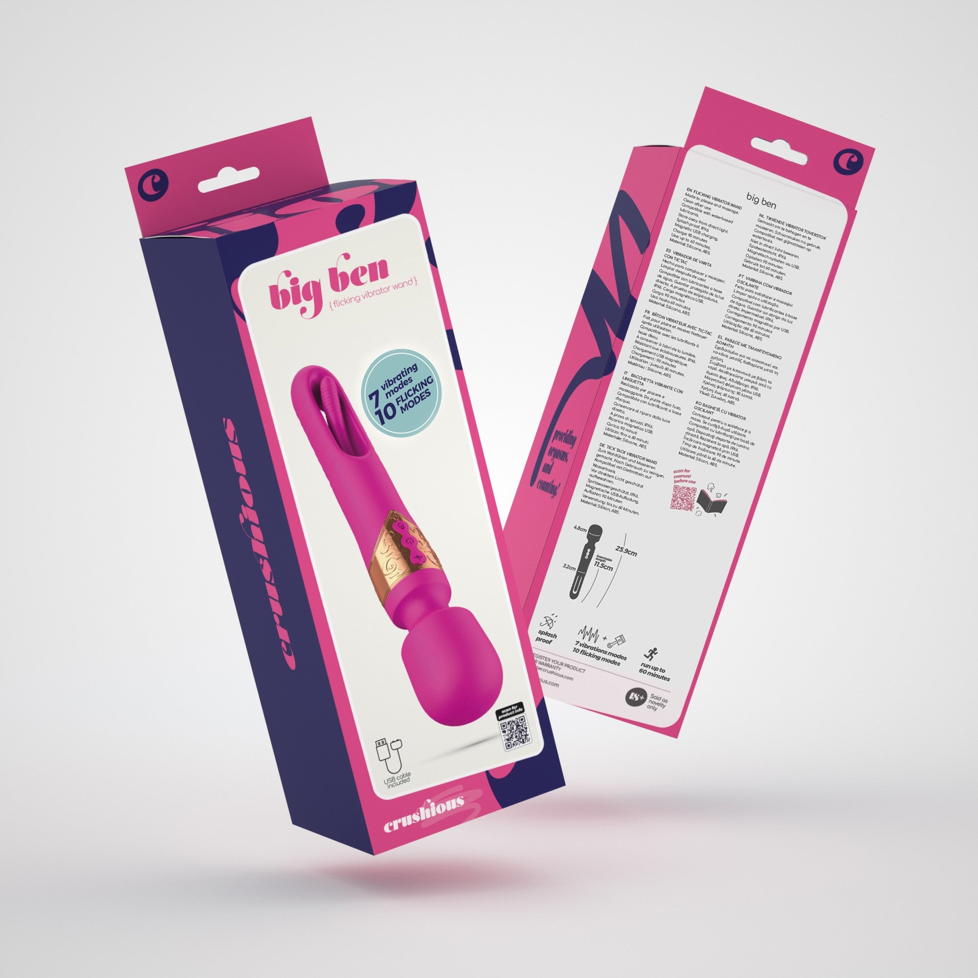 Vibrador de doble cara Crushious Big Ben con parpadeo