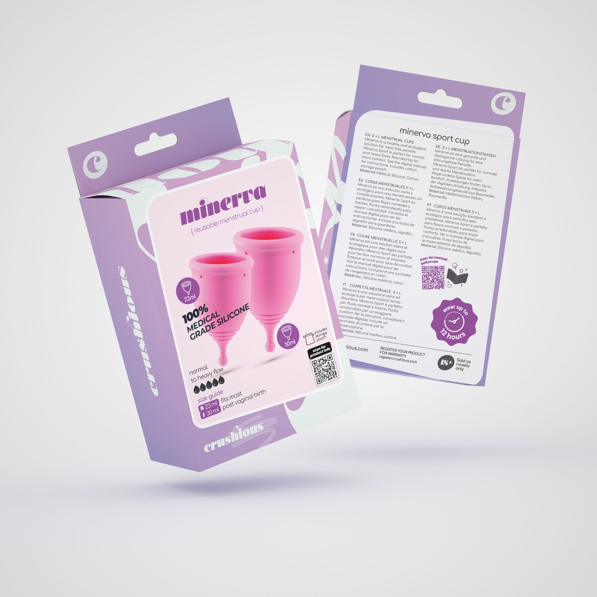 Crushious | Minerva S + L Menstrual Cups – With Pouch or With Pouch & Toy Cleaner