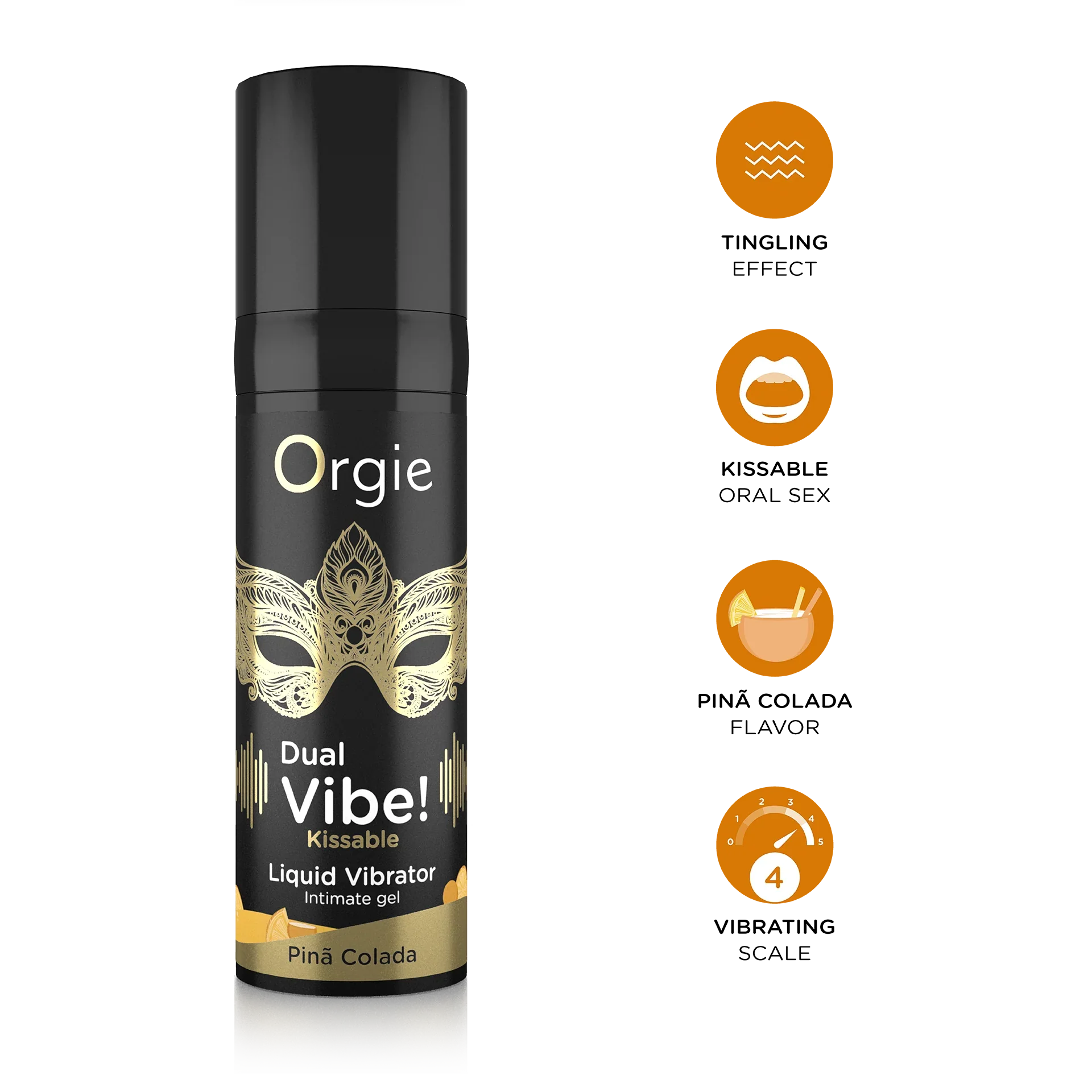Orgie DUAL VIBE! – Vibrador líquido besable, geles íntimos inspirados en cócteles