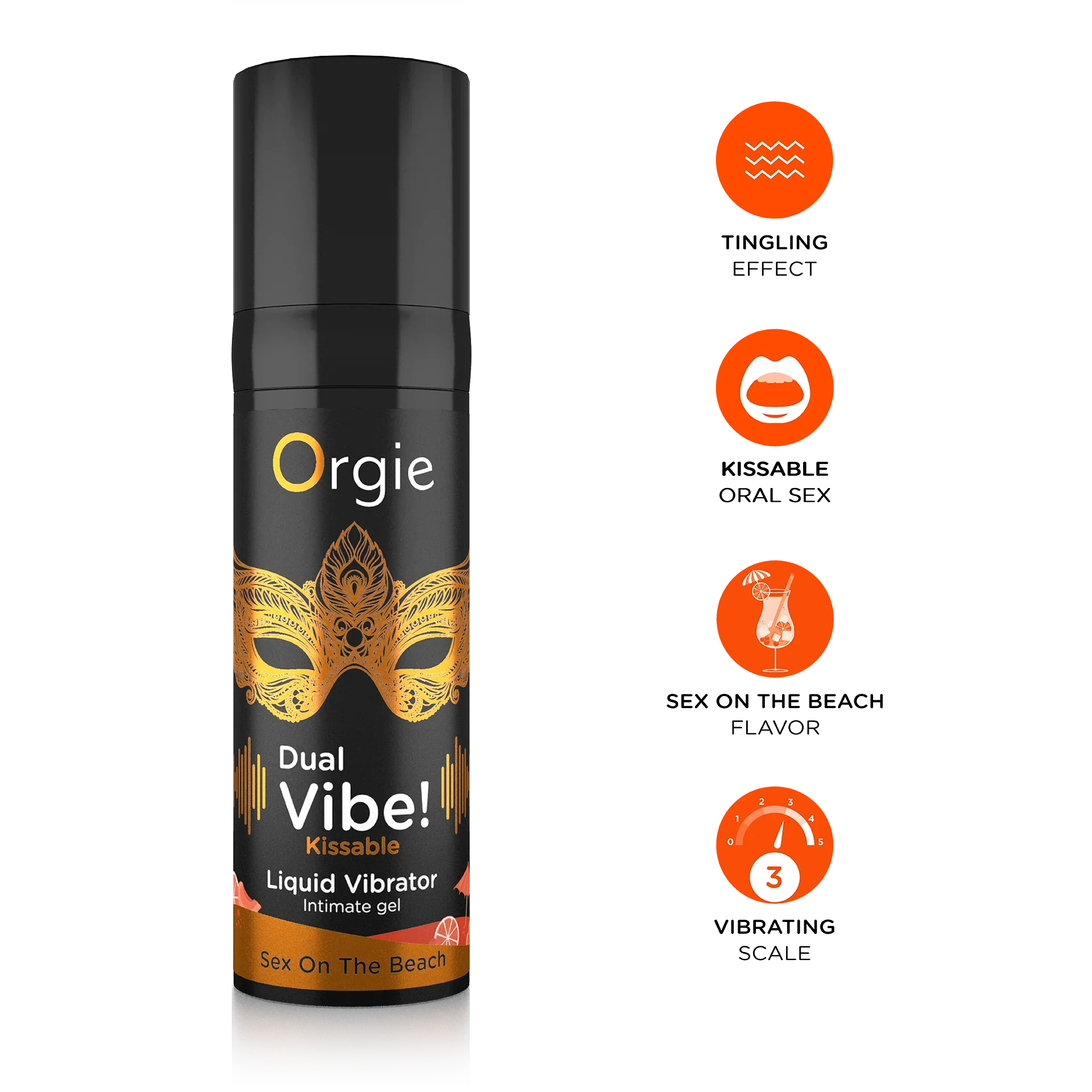 Orgie DUAL VIBE! – Vibrador líquido besable, geles íntimos inspirados en cócteles