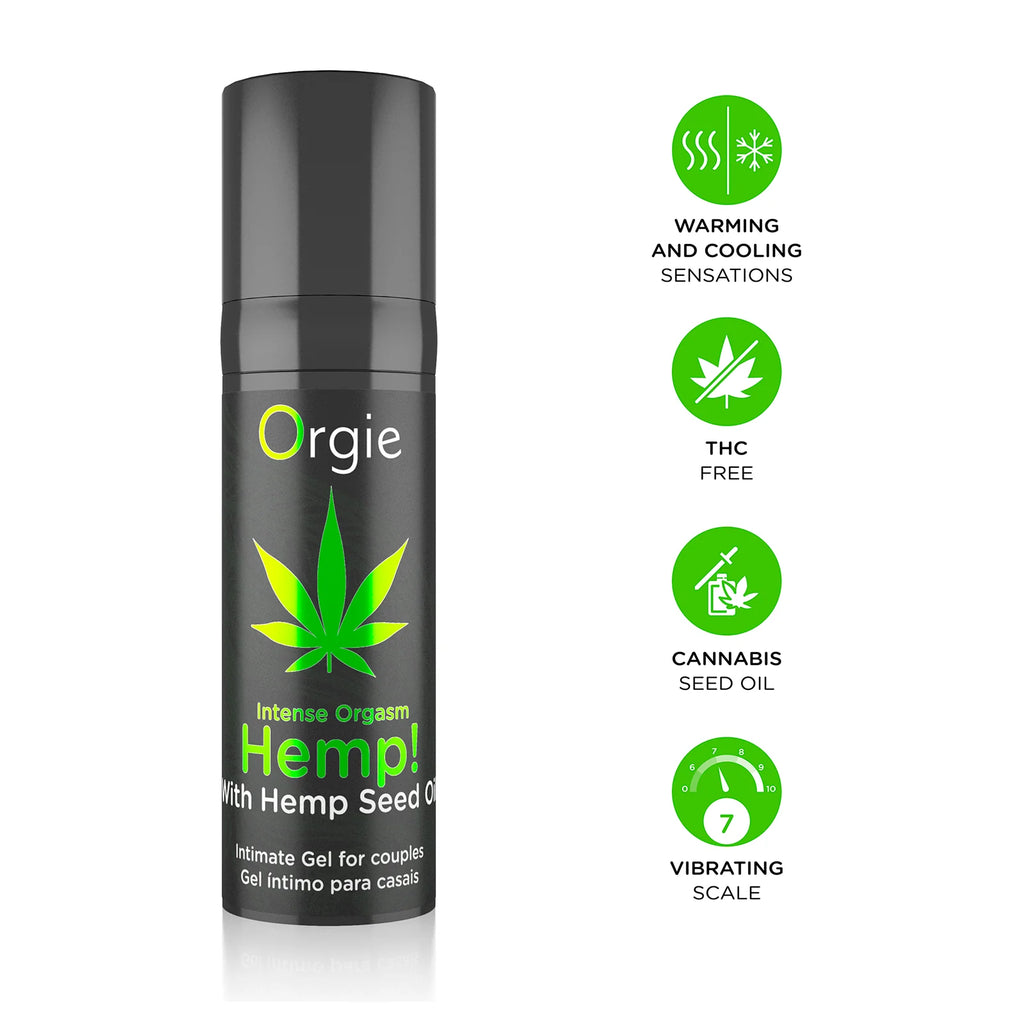 ORGIE | Hemp! Intense Orgasm – Gel íntimo estimulante con aceite de semilla de cáñamo (calor y frío) – Escala vibratoria 7