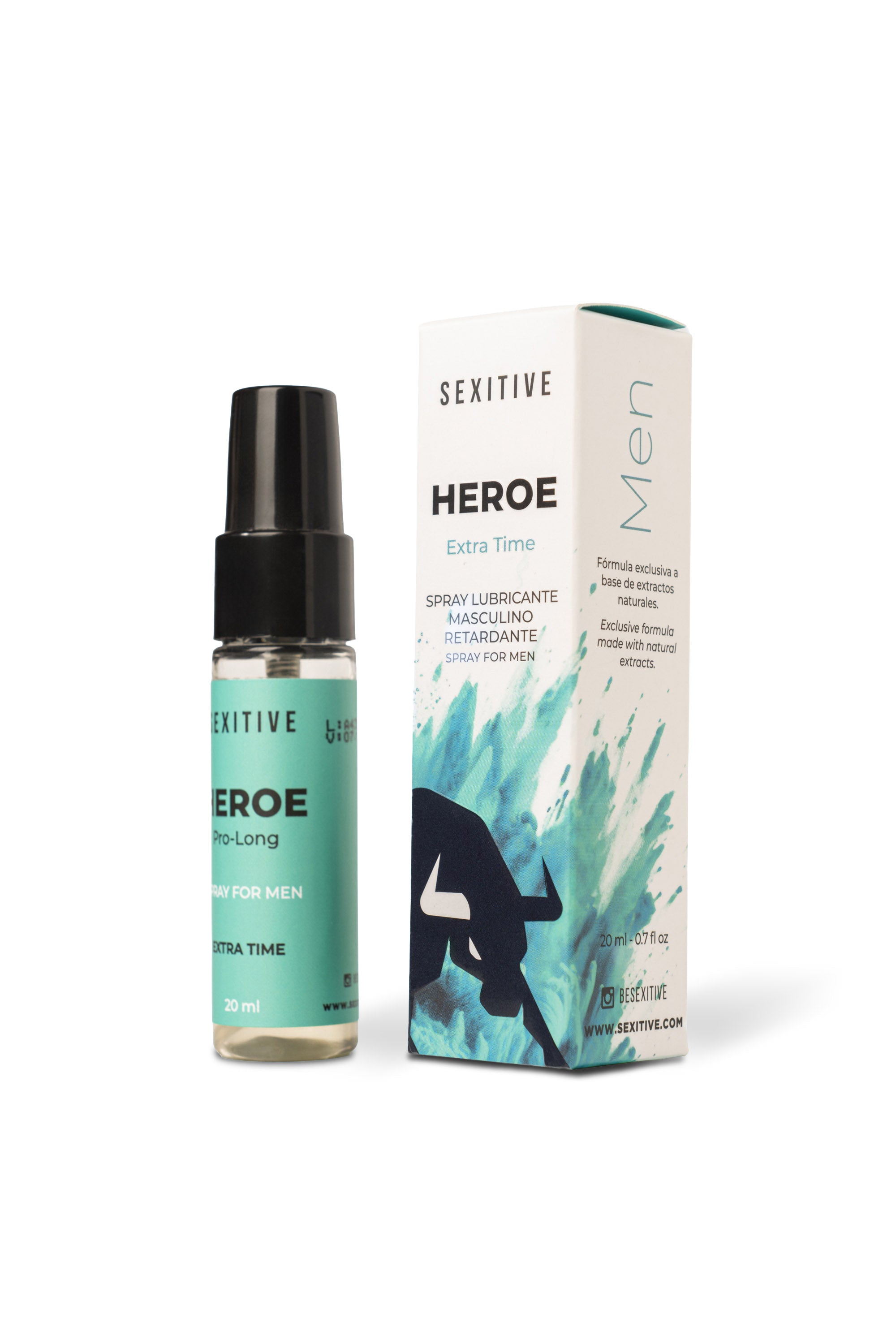 SEXITIVE | HEROE Pro-Long Extra Time – Spray retardante masculino con efecto frío – 20 ml