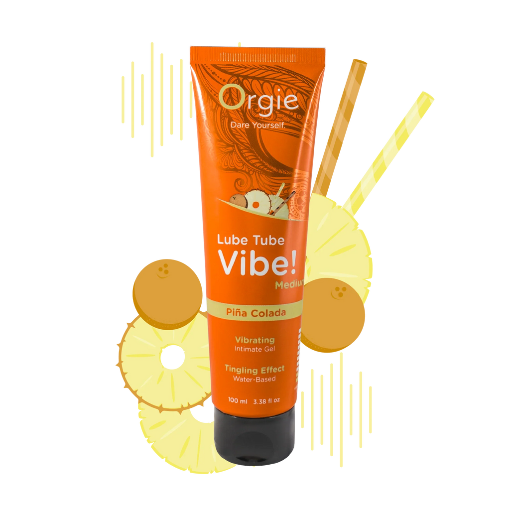 Orgie Lube Tube Vibe! Piña Colada – Kissable Vibrating Gel – Level 2