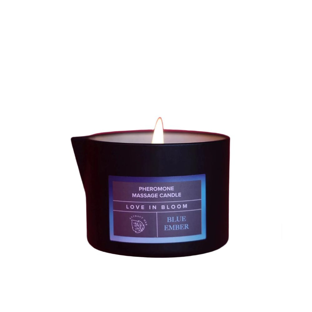 EYE OF LOVE | Bloom Vela de Masaje de Feromonas para Atraerla – Blue Ember – 150 ml