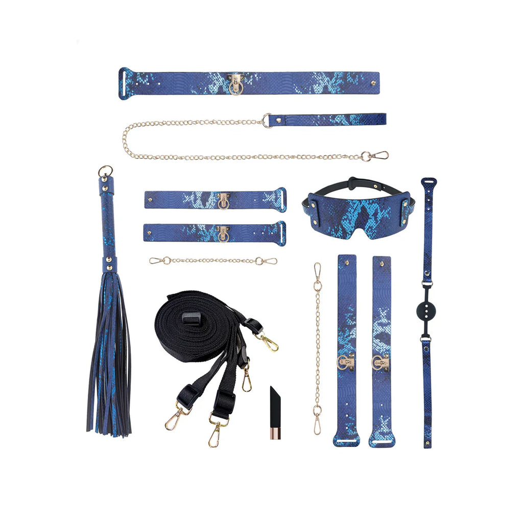 OUCH! | Colección Florence – Kit BDSM de 8 Piezas con Bolso – Azul