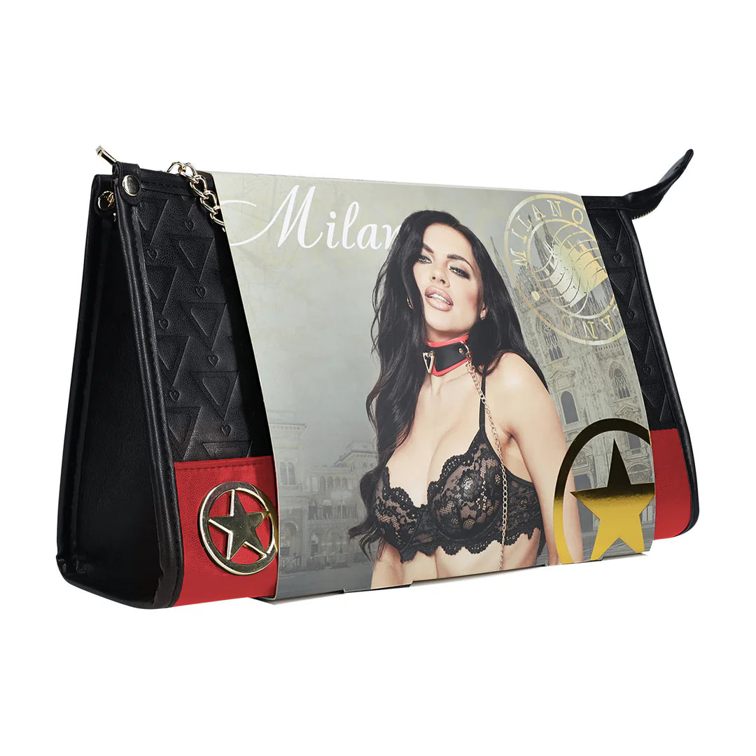OUCH! | Milan Collection – 8-Piece BDSM Kit with Handbag – Black/Red