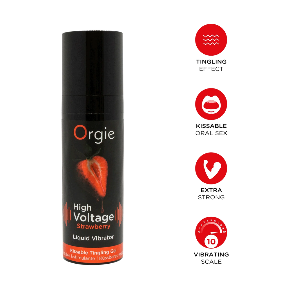 Orgie HIGH VOLTAGE STRAWBERRY – Gel vibrador líquido besable