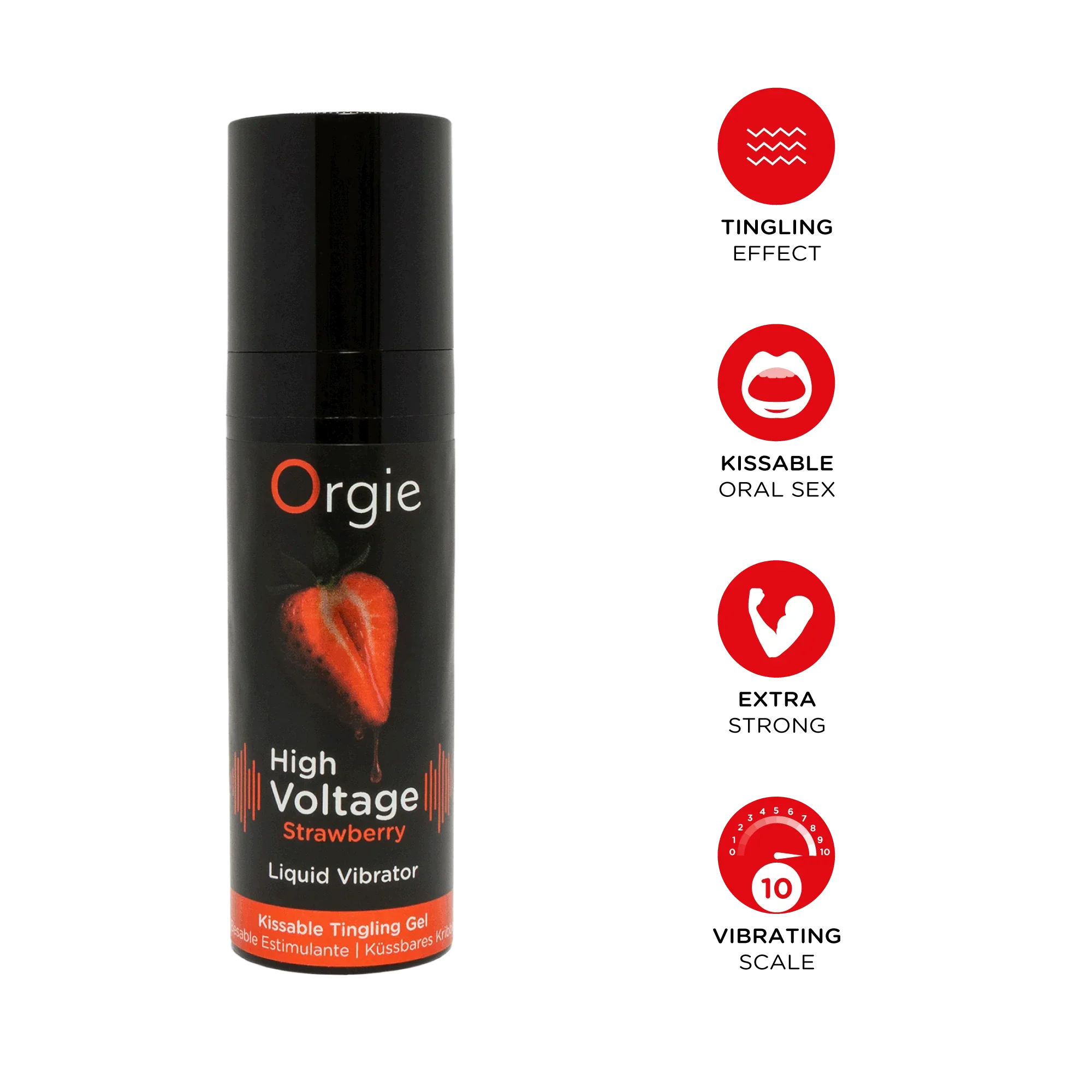 Orgie HIGH VOLTAGE STRAWBERRY – Gel vibrador líquido besable