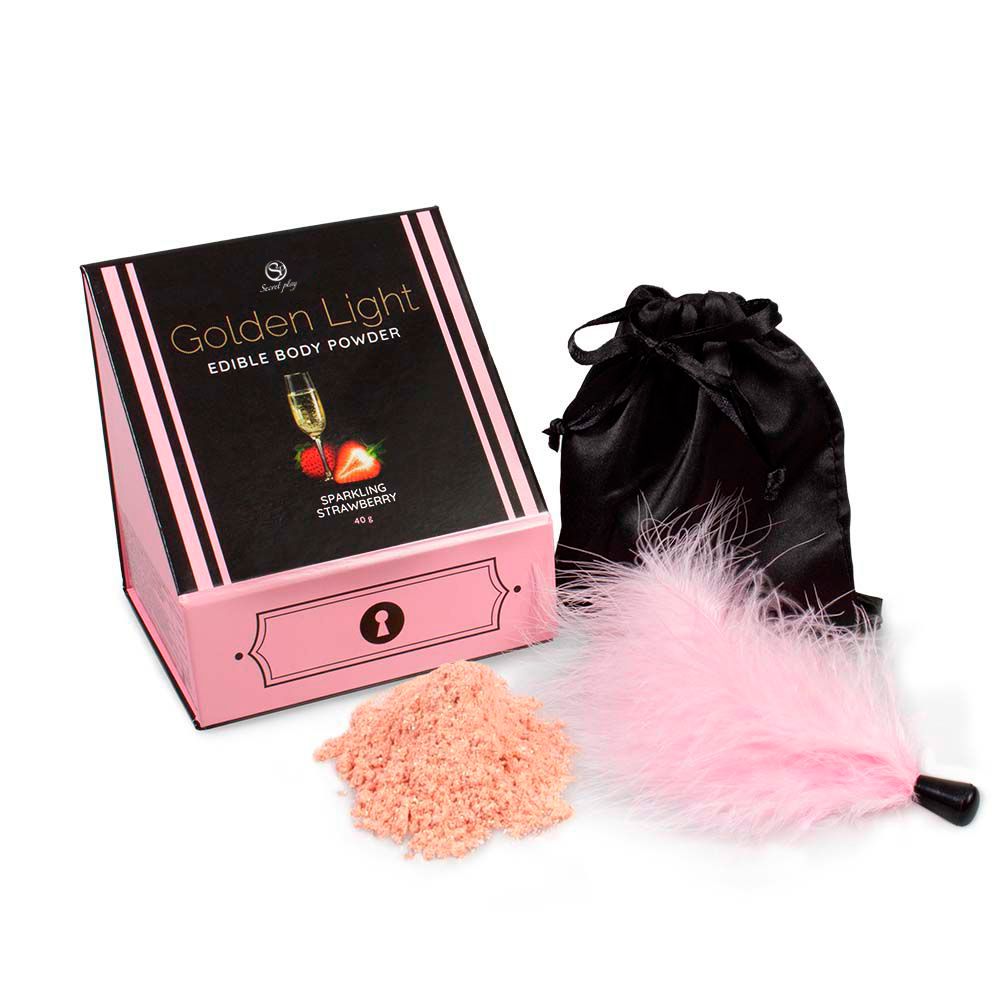 Secret Play Kit de Polvo Comestible con Pluma – Chocolate o Fresa – 40 g