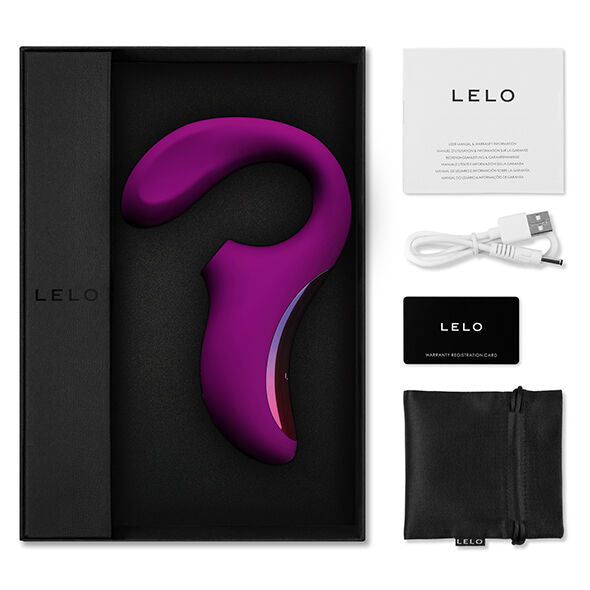 LELO ENIGMA™ MASAJEADOR DE DOBLE SUCCIÓN Y ESTIMULACIÓN – Placer dual profundo en negro/morado