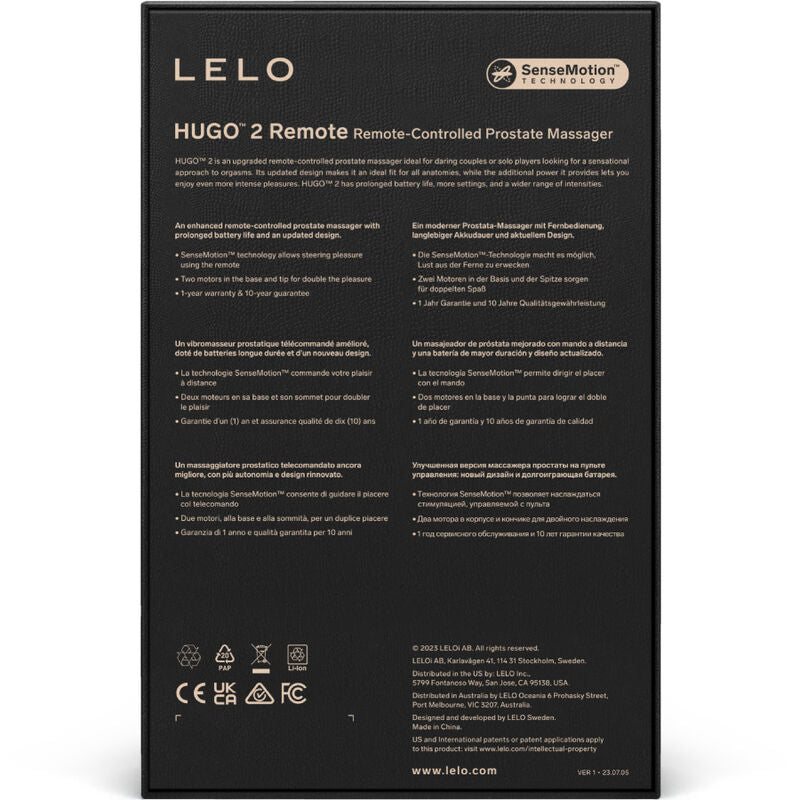 LELO – HUGO™ 2 Masajeador de próstata con control remoto – Verde y negro