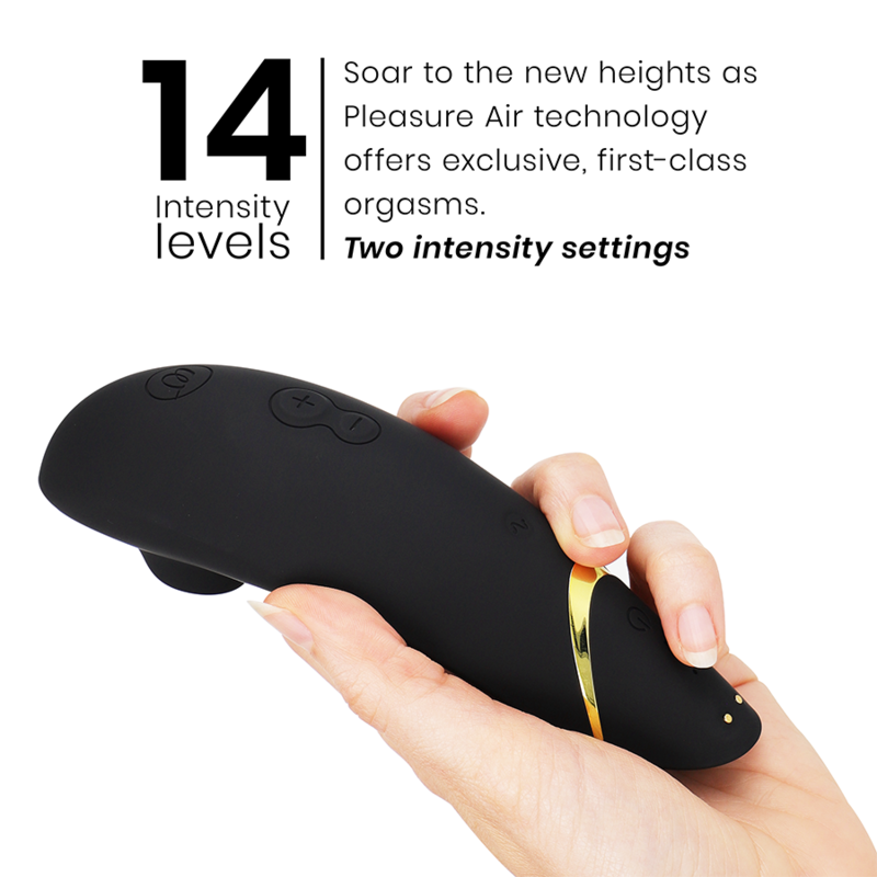WOMANIZER | Premium 2 – Estimulador de clítoris con Pleasure Air y Autopilot – IPX7 sumergible – Negro / Gris cálido / Blueberry / Raspberry