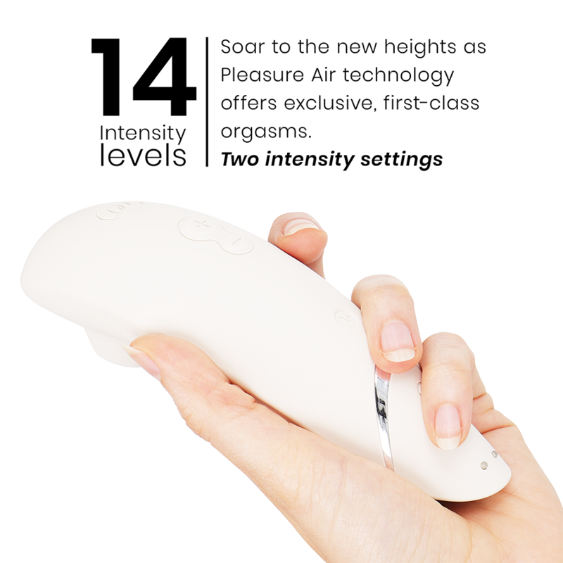 WOMANIZER | Premium 2 – Estimulador de clítoris con Pleasure Air y Autopilot – IPX7 sumergible – Negro / Gris cálido / Blueberry / Raspberry