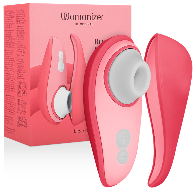 WOMANIZER | Liberty 2 – Estimulador de clítoris compacto con Pleasure Air – Tapa magnética – Rosa / Verde claro / Azul