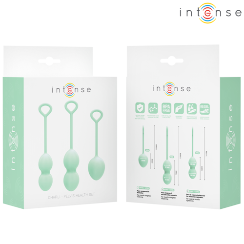 INTENSE Charli Kit de Bolas Kegel – Set Progresivo de 3 Niveles (Ocean Blue / Light Jade Green / Violet)