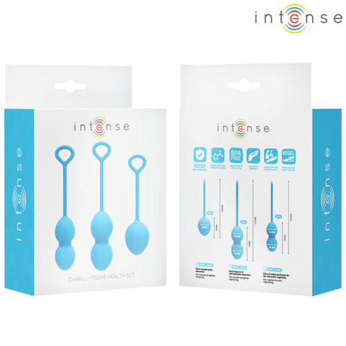 INTENSE Charli Kit de Bolas Kegel – Set Progresivo de 3 Niveles (Ocean Blue / Light Jade Green / Violet)