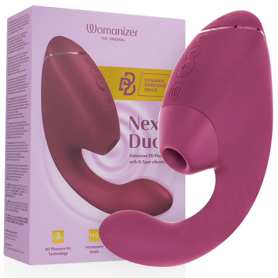 WOMANIZER | Duo Next – Estimulador dual de clítoris y punto G – 3D Pleasure Air + vibración profunda – Púrpura oscuro / Rosa oscuro / Negro