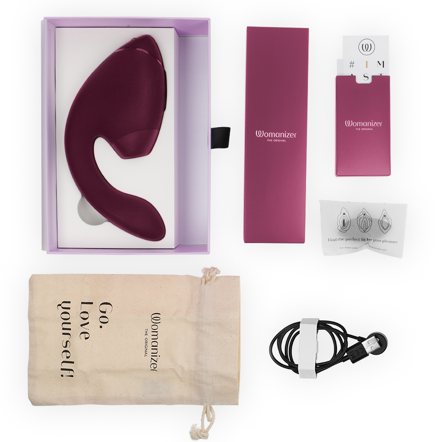 WOMANIZER | Duo Next – Dual Clitoral & G-Spot Stimulator – 3D Pleasure Air + Rumbly Vibration – Dark Purple / Dusky Pink / Black
