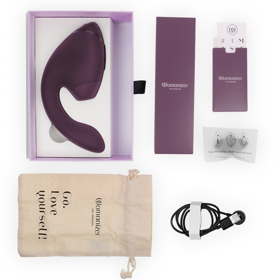 WOMANIZER | Duo Next – Dual Clitoral & G-Spot Stimulator – 3D Pleasure Air + Rumbly Vibration – Dark Purple / Dusky Pink / Black
