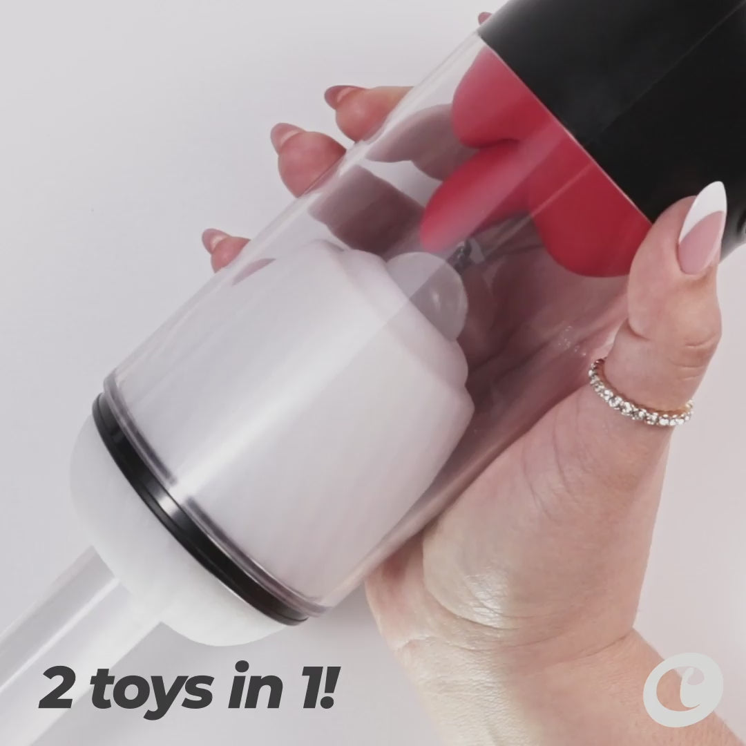 CRUSHIOUS | Slurpy – Masturbador desmontable 2 en 1 con estimulador tipo lengua, rotación y vibración – 22 cm